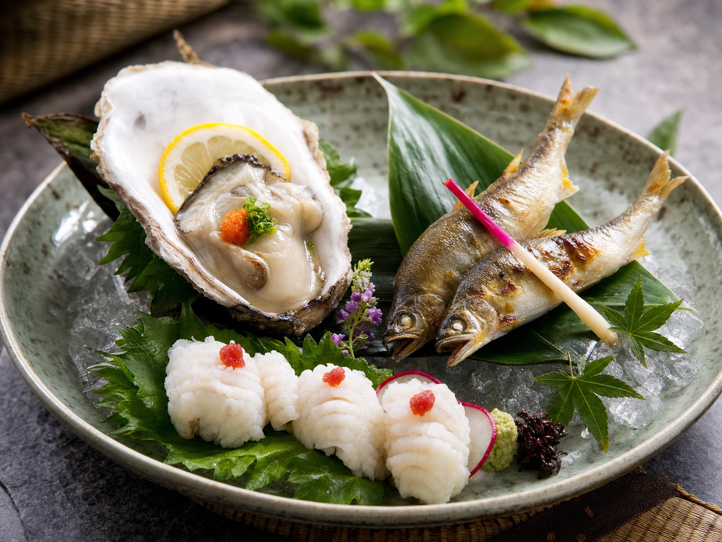 夏の旬の素材 鱧・鮎・岩牡蠣